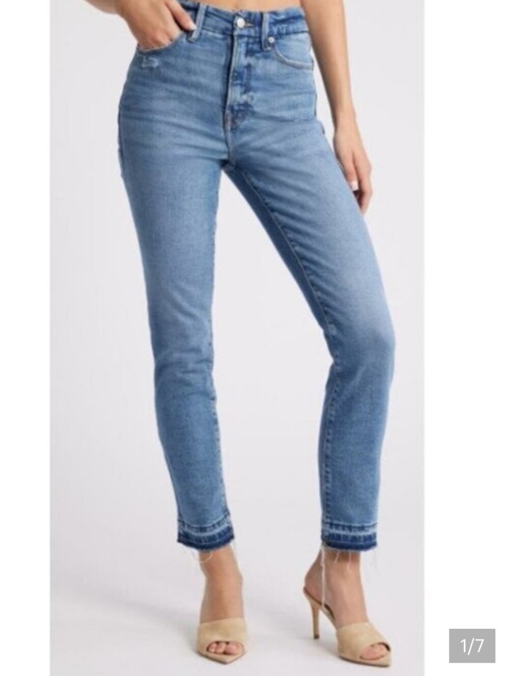 $159 Good American Classic Released Hem Jeans  Size 10/30